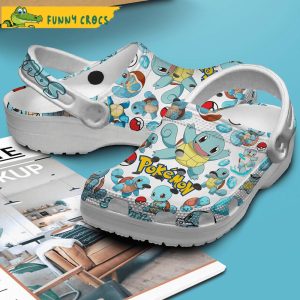 Squirtle Pattern Pokemon White Crocs Clog Shoes 3