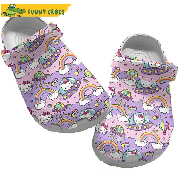 UFO Rainbow Hello Kitty Crocs Clog Shoes