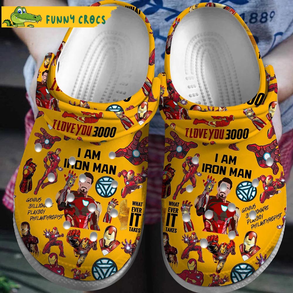 Yellow Iron Man Movie Crocs Slippers