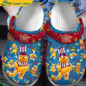 4th Of July In America Winnie The Pooh Blue Crocs