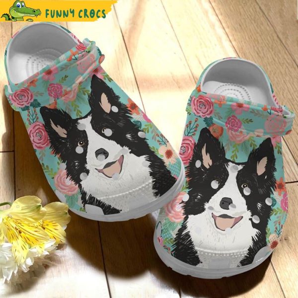 Border Collie Floral Crocs Clog Shoes