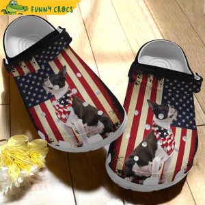 Boston Terrier In Independence Day Dog Crocs