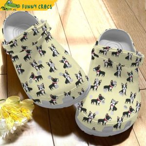 Boston Terrier Yellow Crocs Shoes