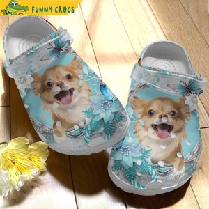 Chihuahua Blue Butterfly Flower Dog Crocs
