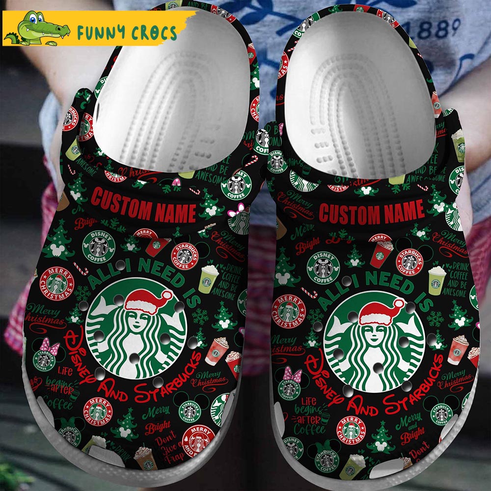 Custom Name Starbucks Drinks Disney Black Crocs - Discover Comfort And ...
