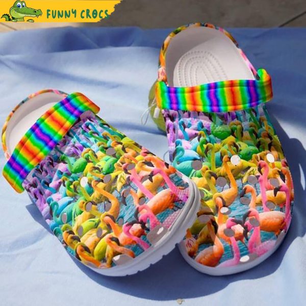 Flamingo Rainbow Crocs Clog Shoes