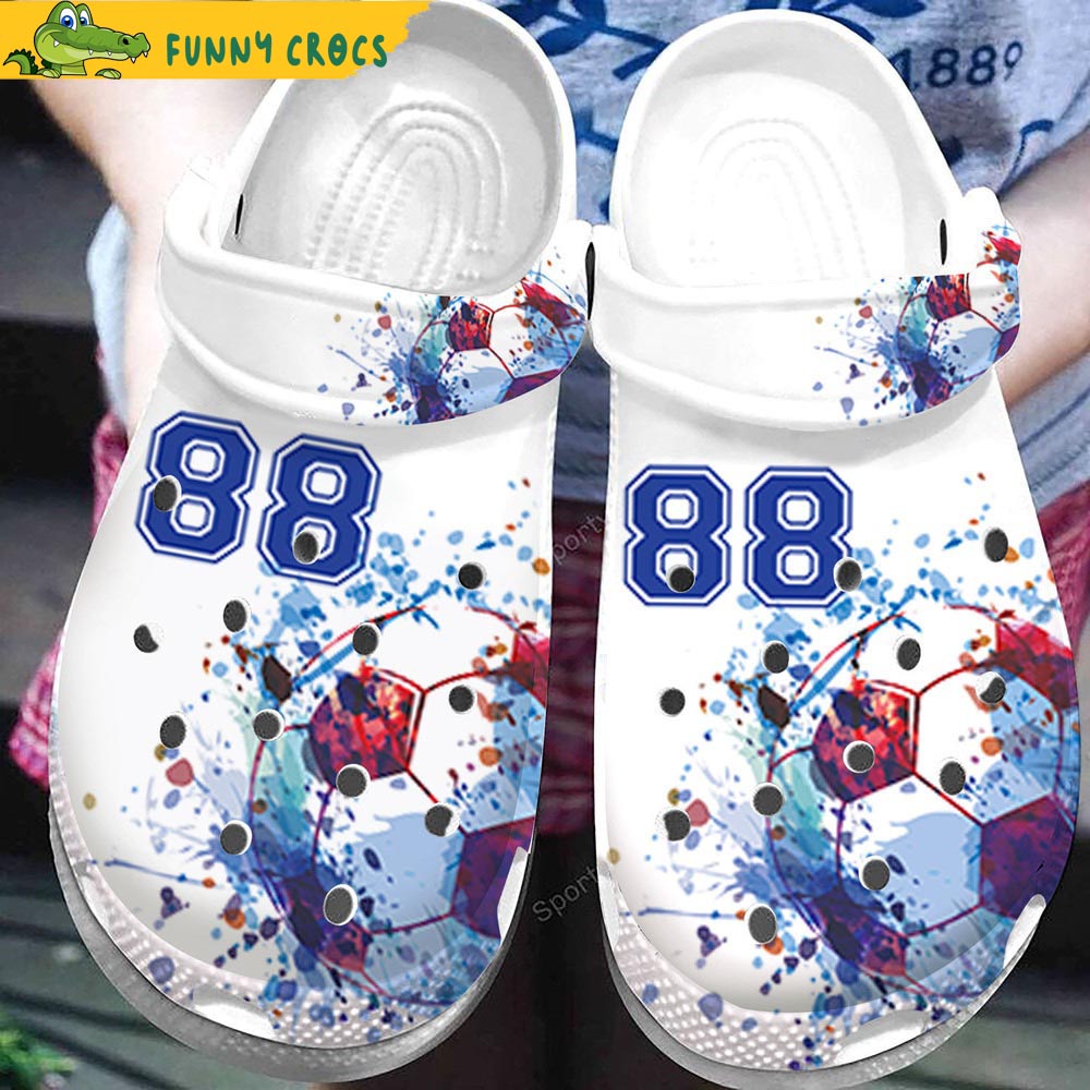 Custom Number Watercolor Soccer Crocs Slippers - Discover Comfort And ...