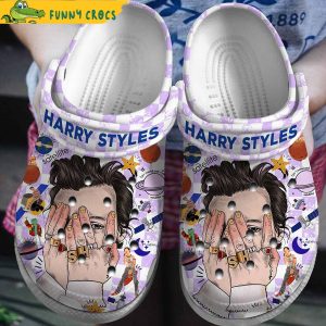Harry Styles Face Cover Music Purple Crocs