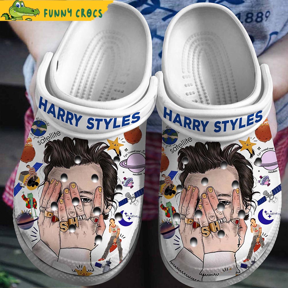 Harry Styles Face Cover Music White Crocs