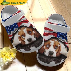 Personalized American Flag Beagle Crocs