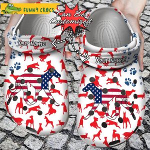 Personalized American Flag Doberman Crocs