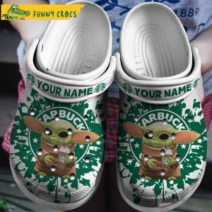 Personalized Baby Yoda Starbucks Crocs Slippers