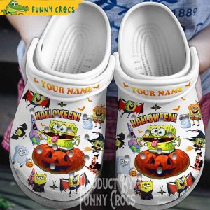 Personalized Halloween Spongebob White Crocs