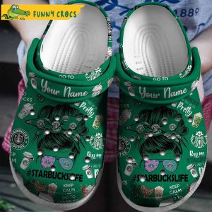 Personalized Mom Starbucks Green Crocs Clog Shoes