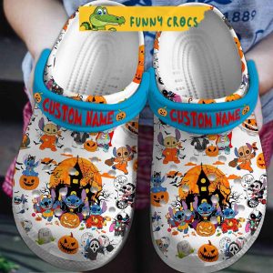 Custom Name Stitch Halloween Crocs Shoes 1
