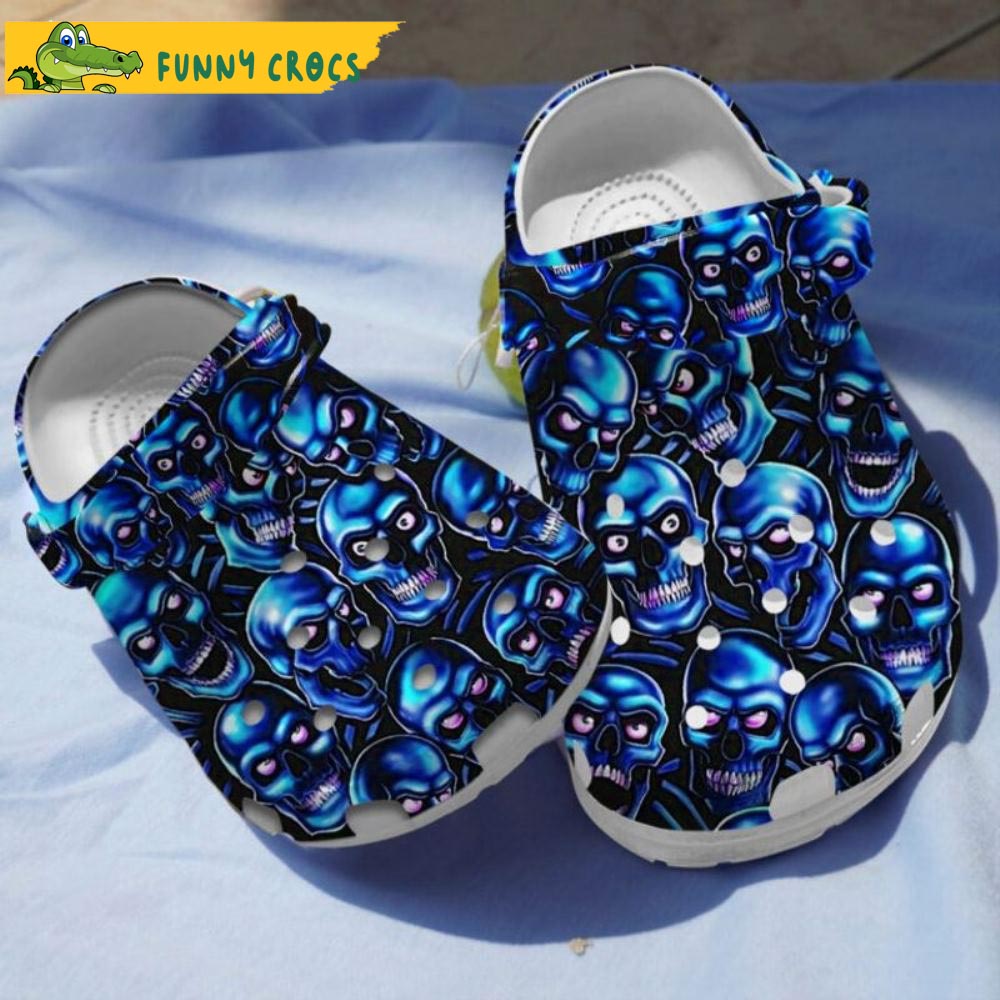 Halloween Pattern Blue Skull Crocs , Skull Gifts - Discover Comfort And ...
