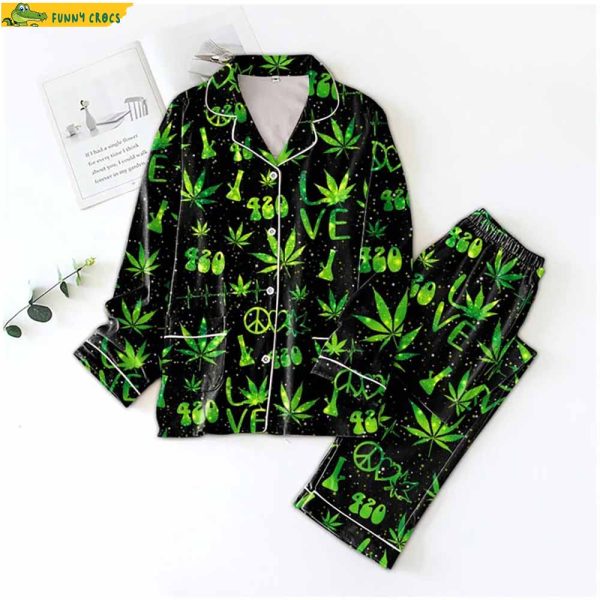 Love Weed Leaf Pajama Pants