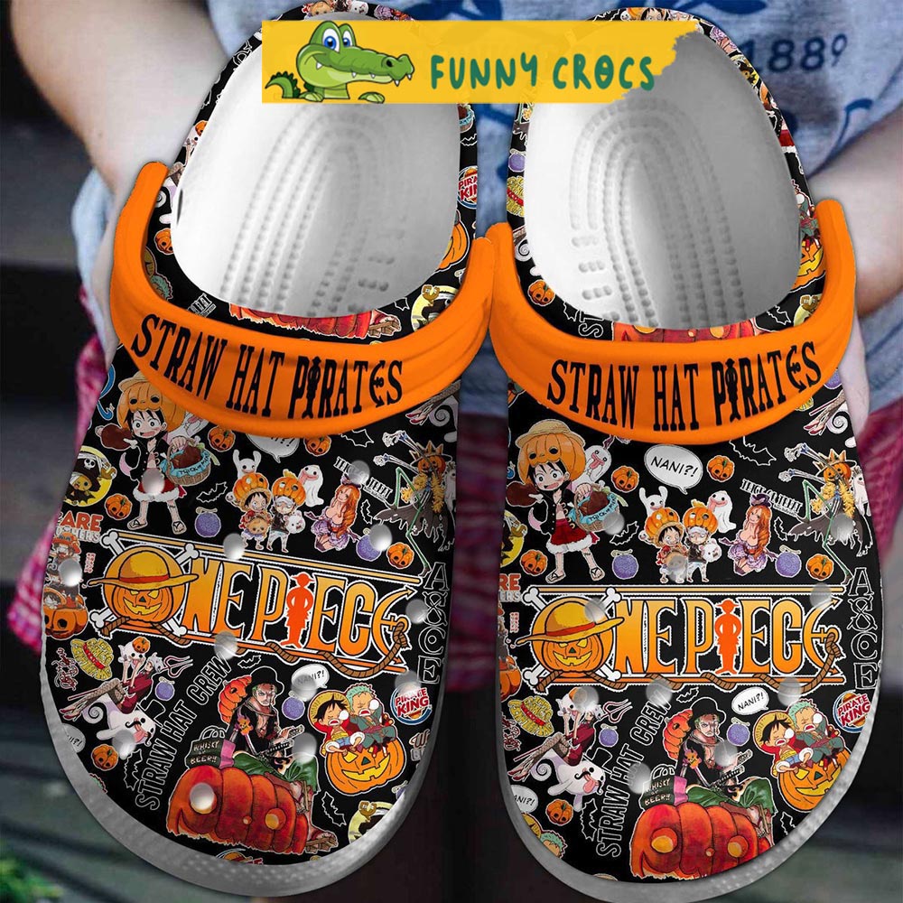 One Piece Straw Hat Pirates Pumpkin Halloween Crocs Shoes