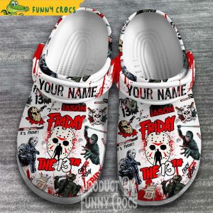 Personalized Halloween Friday The 13th White Crocs Clogs