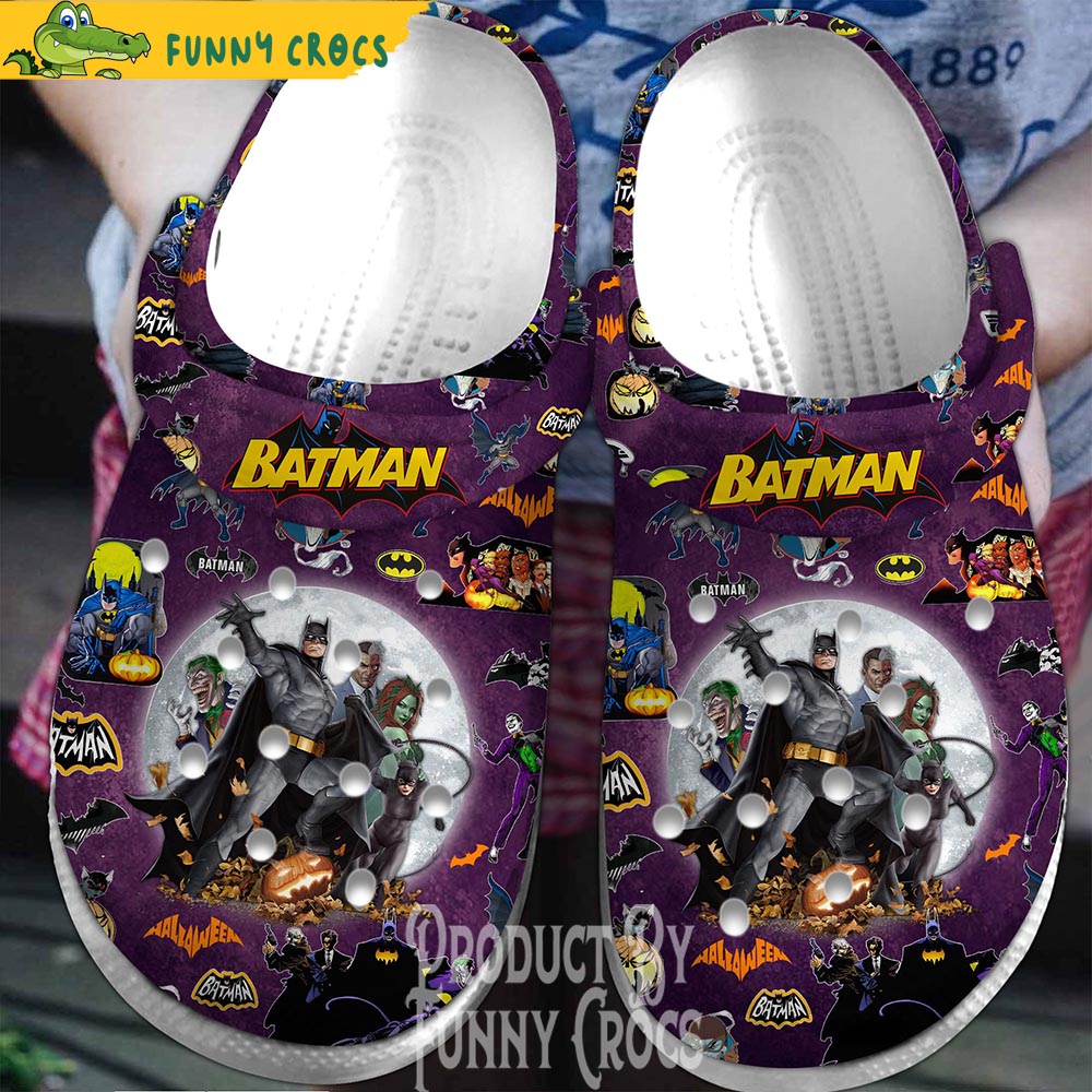 Purple Halloween Moon Batman Crocs Shoes