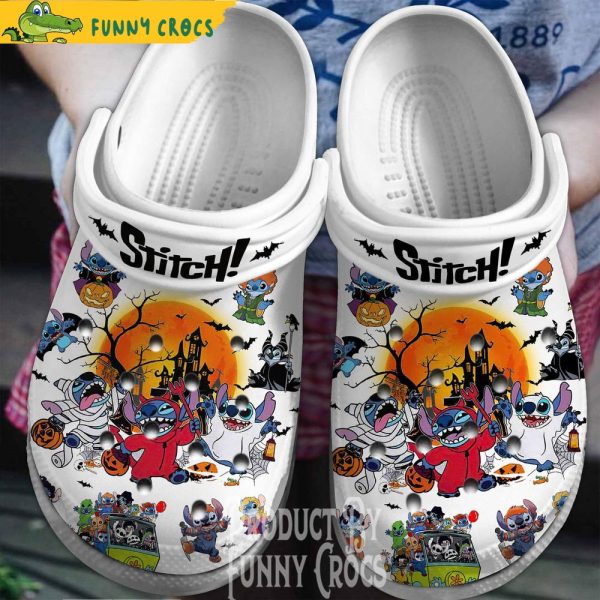 White Disney Stitch Halloween Crocs Shoes Clogs