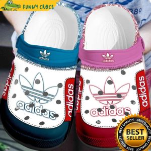 Adidas Logo Blue And Red Pattern Crocs