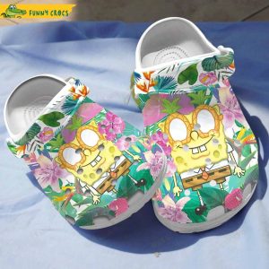 Floral Spongebob Sponge Crocs Shoes