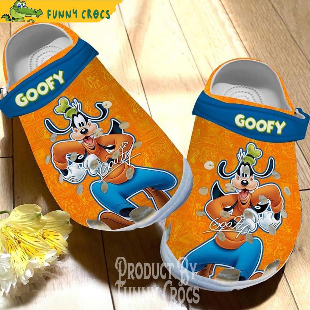 Goofy Disney Orange Crocs Shoes