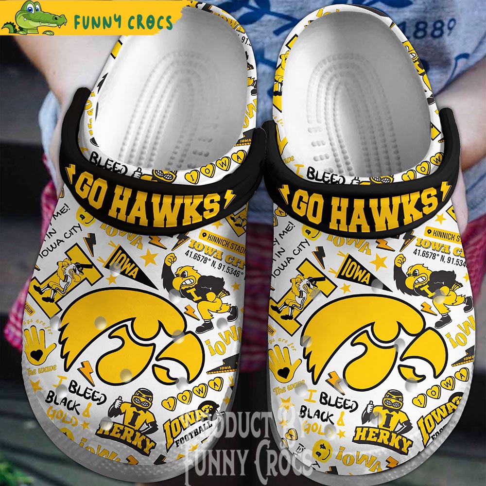 I Bleed Black And Gold Iowa Hawkeyes Crocs Clogs - Discover Comfort And ...