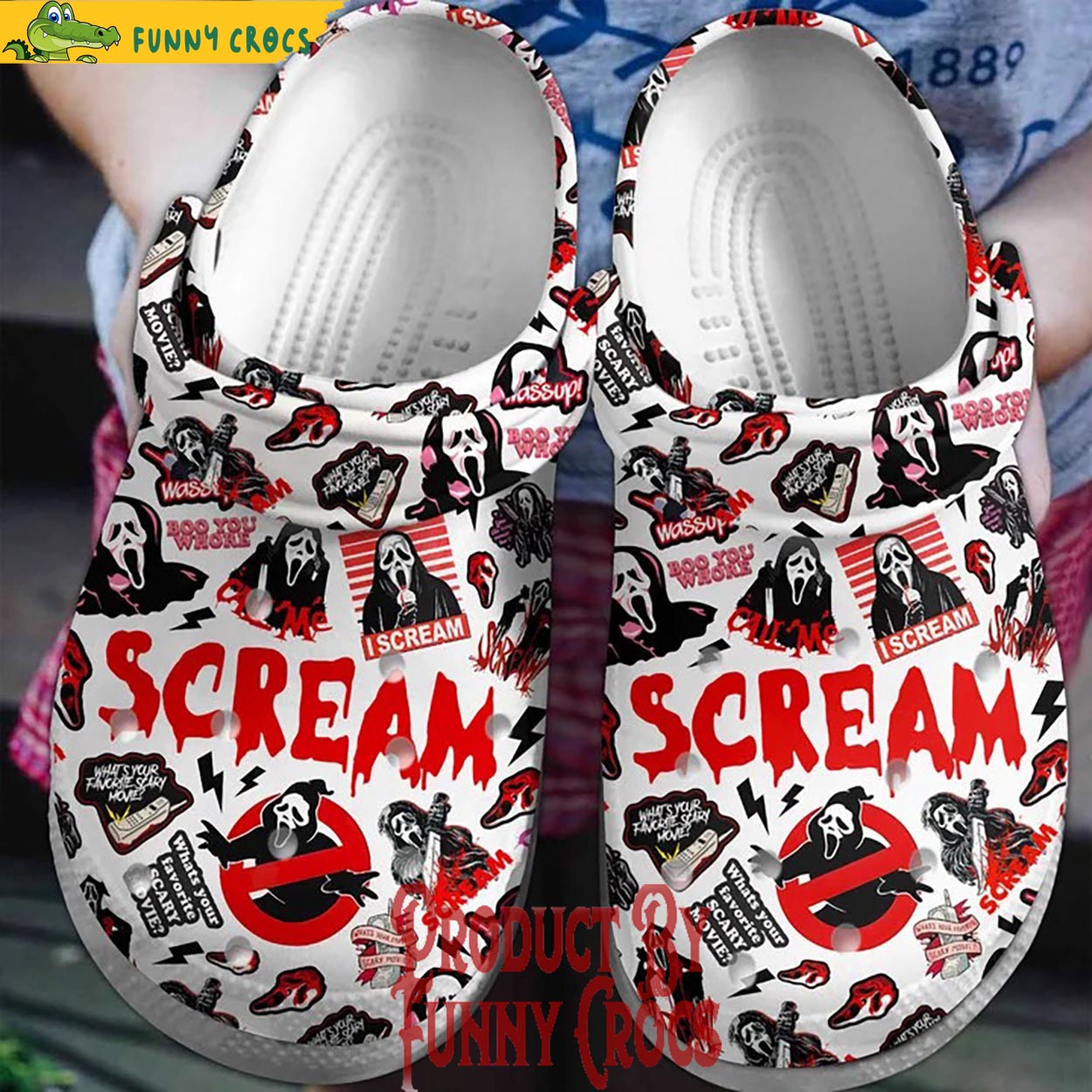 Scream Pattern Crocs Shoes