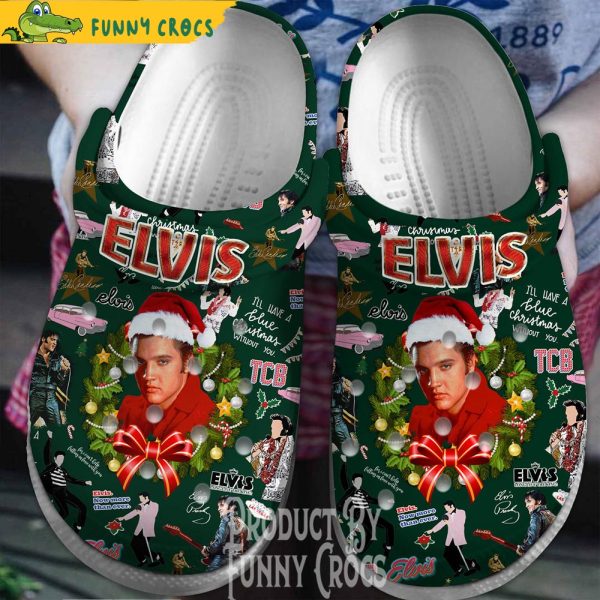 Blue Christmas Elvis Presley Crocs Clogs