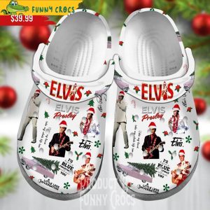Blue Christmas Elvis Presley Crocs Clogs Shoes