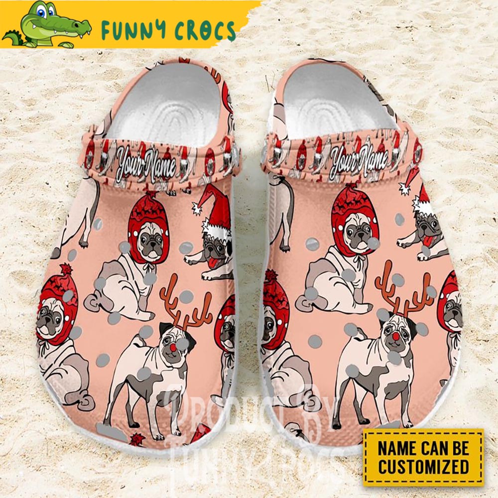 Custom Pug Cosplay Santa Claus Crocs Shoes