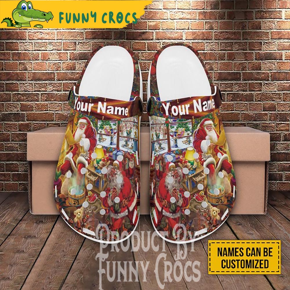Customized Santa Claus House Christmas Crocs Shoes