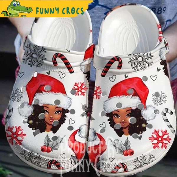 Gorgeous Afro Girl Santa Crocs Shoes