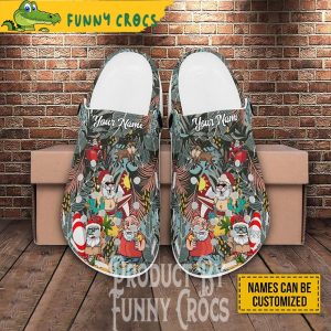 Personalized Floral Santa Claus Crocs Shoes