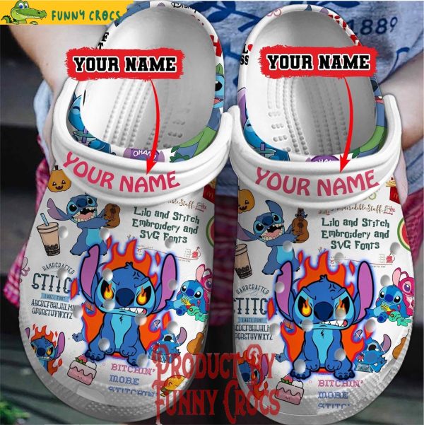 Personalized Stitch Fury Crocs Shoes