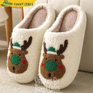 Reindeer Green White Slippers 2