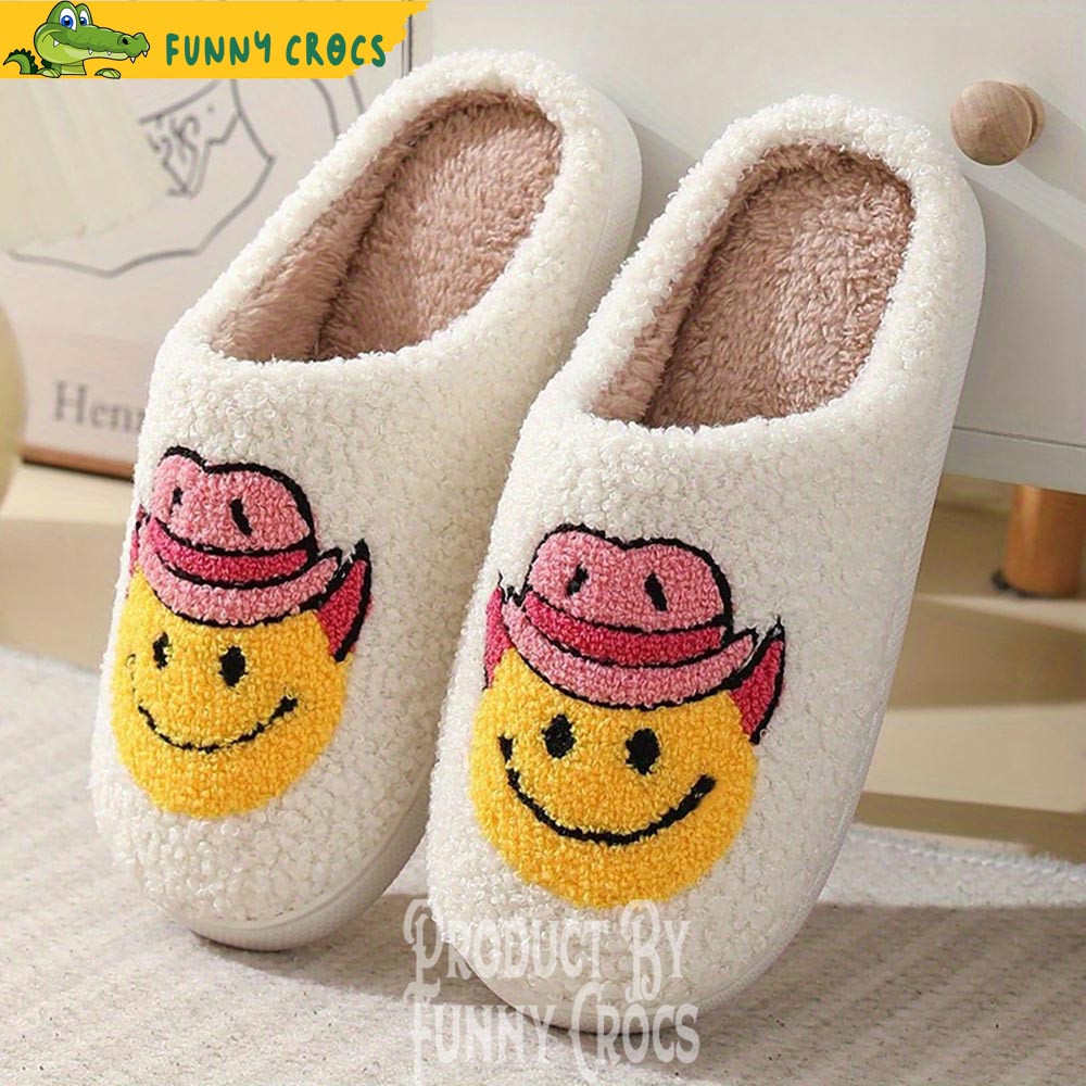 Smiley Face Cowboy Hat Slippers