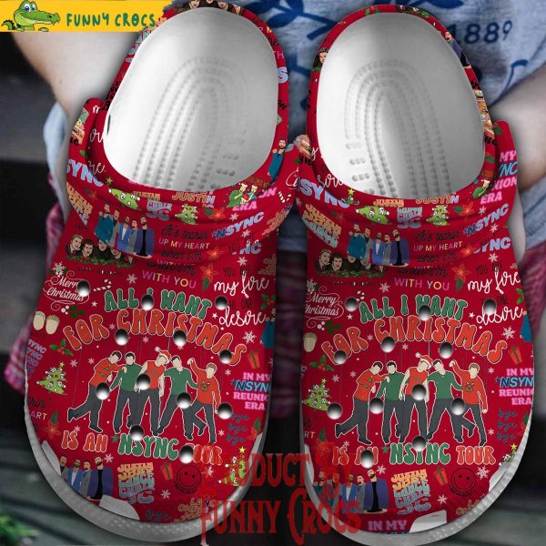 All I Want For Christmas Nsync Red Crocs