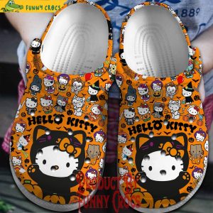 Black Hello Kitty Halloween Pattern Crocs 1