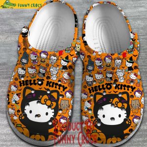 Black Hello Kitty Halloween Pattern Crocs 2