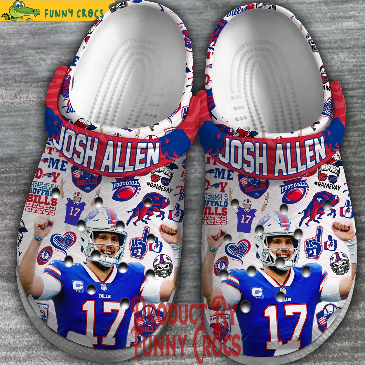 Buffalo Bill Josh Allen White Crocs Shoes