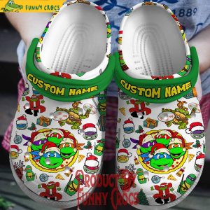 Custom Name Merry Christmas Ninja Turtle Crocs 1
