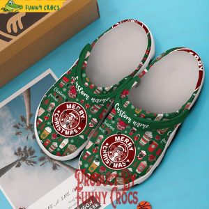 Custom Name Merry Christmas Starbucks Crocs Shoes 2