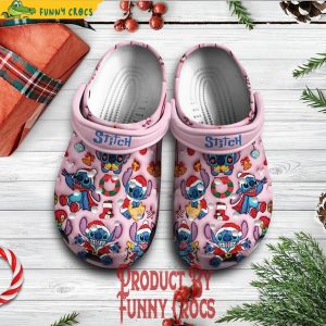 Funny Stitch Christmas Pink Crocs Shoes 1
