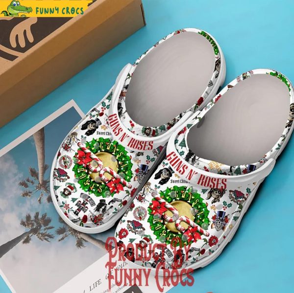 Merry Christmas Gun N Roses White Crocs Shoes