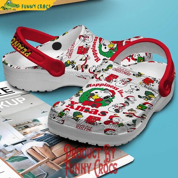 Merry Christmas Happiness Is Peanuts Snoopy Crocs Shoes