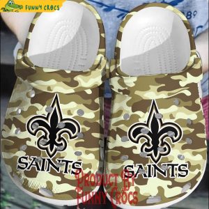 New Orleans Saints Camo Yellow Crocs Shoes