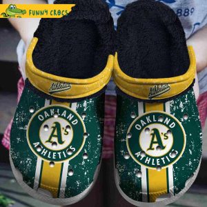 Oakland Athletics Comfortable Fur Lined Crocs Shoes